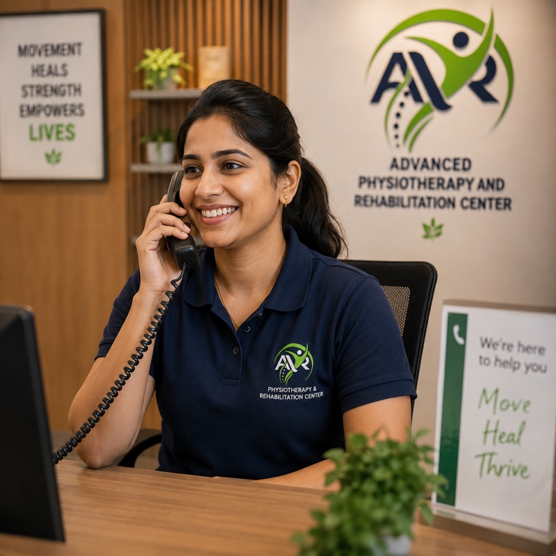 The AVR Physiocare front desk team taking a booking call